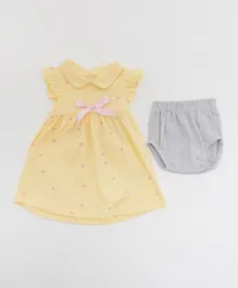 R&B Kids Cap Sleeves Dress with Bloomer - Light Yellow