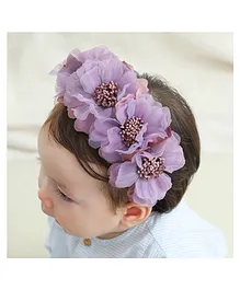 Bonfino Free Size Floral Design Hair Band - Purple