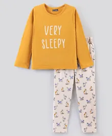 باين كيدز بدلة نوم بأكمام طويلة للأطفال - أصفر