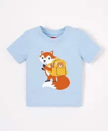 Babyhug Cotton Half Sleeves T-Shirts Wolf Print - Blue