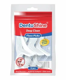 DentoShine Deep Clean Floss Picks - Pack of 15
