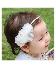 Bonfino Free Size Floral Design with Pearl Studded Hair Band - Cream