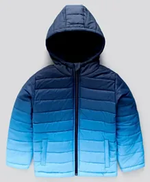 Primo Gino Polyester Full Sleeves Hooded Padded Jacket - Navy & Light Blue
