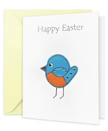 FLGT Fay Lawson Hand Crafted Card Happy Easter with White Envelope - Blue and White