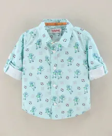Babyhug Full Sleeve Regular Collar Shirt Printed - Blue