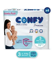 Confy Premium Baby Diapers Jumbo Saver Pack Midi Size 3 - 280 Pieces