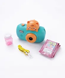 Teddy Camera Bubble Toy With Solution - Green