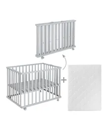 ROBA Foldable Wooden Playpen With Mattress - Taupe