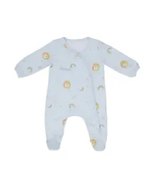 Little IA Organic Cotton Lion Printed Baby Sleep Suit - Blue