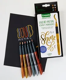 أقلام كرايولا سيغنيتشر المعدنية الدائمة متعددة الألوان - عبوة من 6