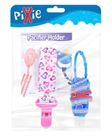Pixie - Pacifier Heart Print Holder with Hand Sanitizer - Combo Pack