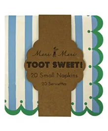 Meri Meri Toot Sweet Blue Small Napkins Pack of 20 - Blue
