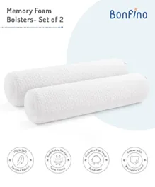 Bonfino Premium Knitted Memory Foam Bolsters White - Pack of 2