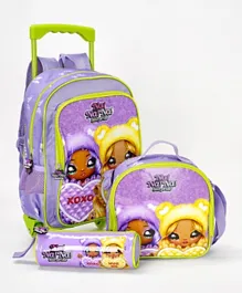 Nana's Classic Trolley Backpack + Lunch Bag + Pencil Case Set Purple - 14 Inches
