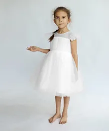 دي دانيلا فستان حفلة بتصميم مطوي - أبيض