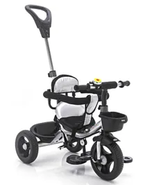 دراجة ثلاثية العجلات للأطفال من فاب ان فانكي مع مقبض دفع للوالدين ومقعد مُخَمّل - رمادي