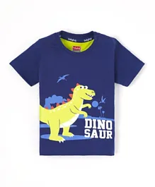 Babyhug Cotton Half Sleeves T-Shirt Dino Print- Navy Blue