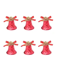 Merry Christmas Bell Hanging Decor Red - Pack of 6