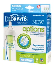 Dr. Brown's Narrow Neck Baby Feeding Bottle Pack of 3 White - 120 ml
