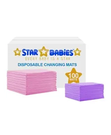 Star Babies Disposable Changing Mats Pink & Lavender - 120 Pieces