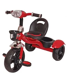 فاب ان فانكي - دراجة ثلاثية العجلات قوية وأنيقة مع إضاءة - أحمر