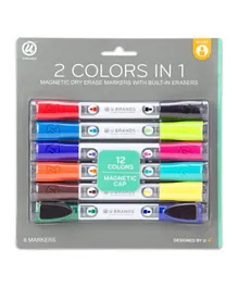U Brands Double Ended Magnetic Dry Erase Markers - 6 Pc
