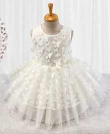 Babyhug Sleeveless Party Frock 3D Butterfly Applique - White