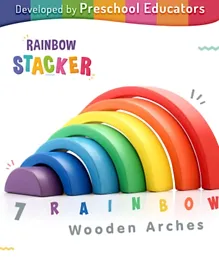 Intelliskills Premium Wooden Rainbow Blocks Stacker Multicolour - 7 Pieces