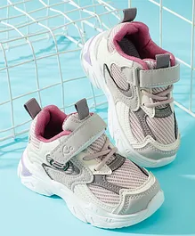Babyoye Sports Shoes with Velcro Closure - White & Beige
