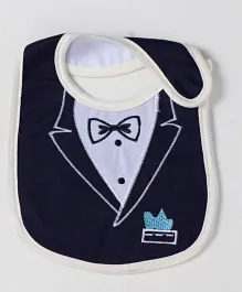 Babyhug Bib Velcro Closure Bow Embroidery - Navy Blue (Design of the Bib may Vary)
