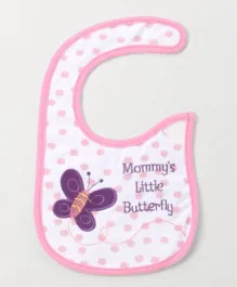 Babyhug Bib Velcro Closure Butterfly Embroidery