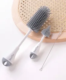 Bonfino Bottle & Nipple Cleaning Brushes Grey - 3 Pieces