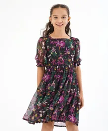 Primo Gino Lurex Floral Dress - Multicolor