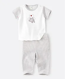 Tiny Hug Star Embroidered Pyjama Set - White