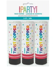 Unique Twist Popper Cannons 3-Pack, Multicolor Confetti Streamers for Parties & Weddings, 11cm