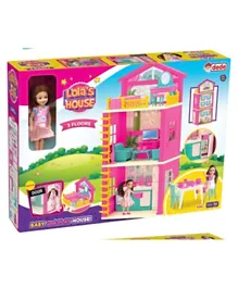 Dede Lola's Three-Storey Dollhouse with Baby Doll - Pink