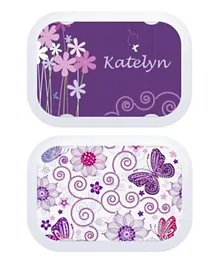 Yubo Face plate Set For Lunch Box Butterflies Print Pack of 2 - Purple