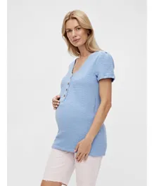 Mamalicious V Neck Maternity Top - Bel Air Blue