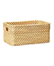 Homesmiths Natural Rattan Storage Bins With Handles - Small
