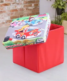 بيبي هاغ - صندوق تخزين قابل للطي مع غطاء بتصميم سيارات - أحمر