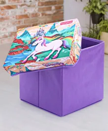Babyhug  Foldable Storage Box With Lid Unicorn - Purple
