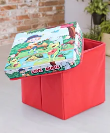 بيبي هاغ - صندوق تخزين قابل للطي مع غطاء بتصميم موسيقى - أحمر