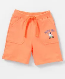Babyhug Knee Length Cotton Knit Panda Print Shorts - Orange
