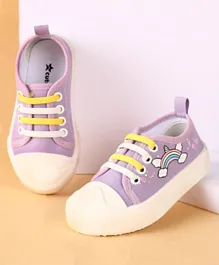 Cute Walk by Babyhug Lace Up Closure Casual Shoes Rainbow Print - Purple
