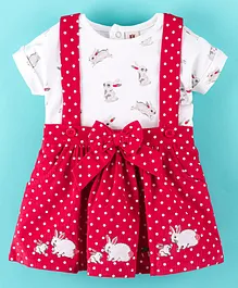 ToffyHouse Short Sleeves Top & Corduroy Skirt Set Polka Dot Pattern - White & Red