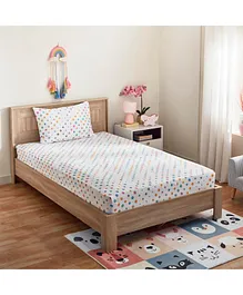 HomeBox Nora Polka Microfibre Single Flat Sheet with Pillow Cover