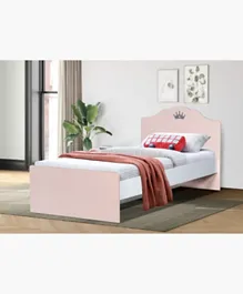 HomeBox Vanilla Bloom Single Bed for Kids - Wood & Foil, L 204xW 100xH 90 cm, Stable with Rounded Corners