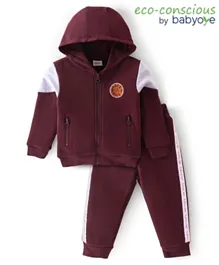Babyoye 100% Cotton Full sleeves Hoodie Winter Wear Suit with Text Embroidered - Maroon