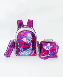 Mermaid Print School Backpack Kit - 40.64cm Adjustable Padded Straps with Lunch Bag & Pencil Pouch for 5+ Years