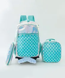 Classic Stylish Trolley Backpack School Kit - Blue, 5+ Yrs, Spacious with Padded Straps & Fashionable Print